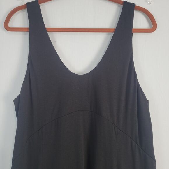Halara U Neck Backless Split Flowy Maxi Casual Tank Dress sz XL black minimalist - Picture 3 of 10